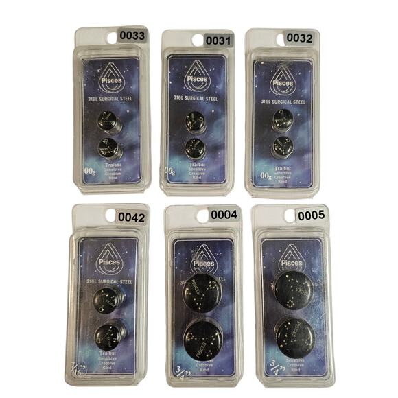 Other Accessories - PISCES Constellation Zodiac Ear Jewelry Plug 316L Surgical Steel Bundle Lot 6